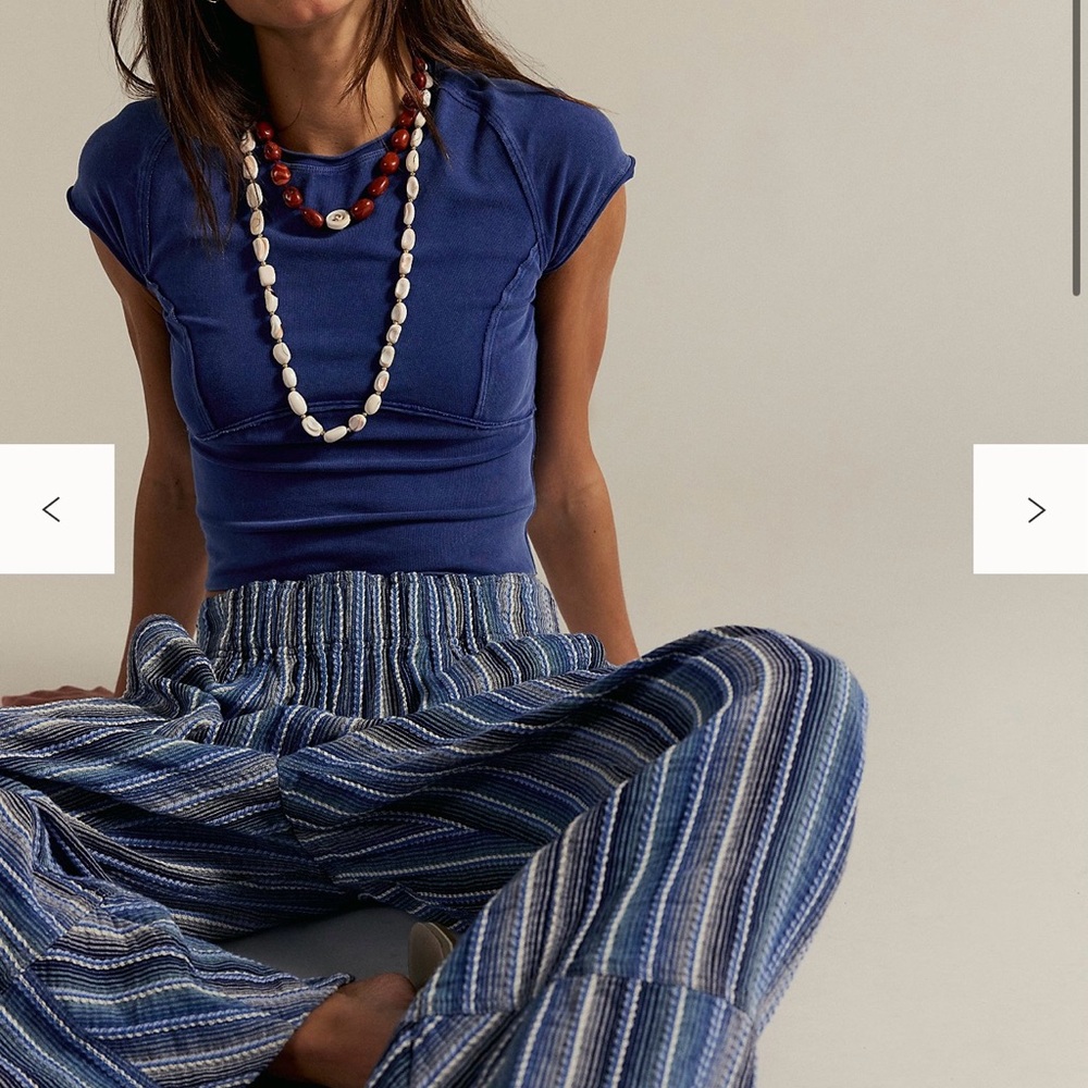 Free People Blue Wide Leg Pants